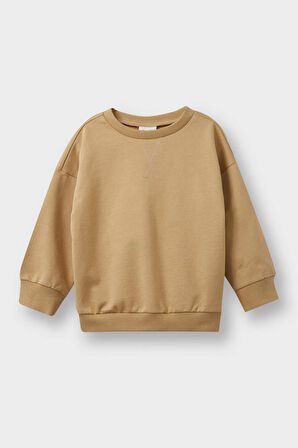 Erkek Bebek Bisiklet Yaka İçi Yumuşak Tüylü Basic Düz 2'li Sweatshirt