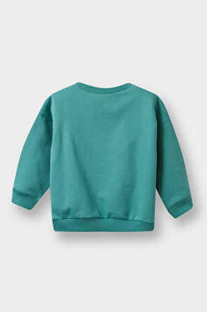 Erkek Bebek Bisiklet Yaka İçi Yumuşak Tüylü Sweatshirt