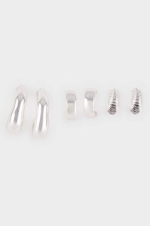 Kadın 3'lü Silver Küpe