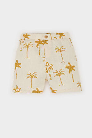 DeFacto Erkek Bebek 2'li Takım Tropikal Desenli Flamlı Poplin Kısa Kollu Gömlek Beli Lastikli Şort E8153A525SMER142