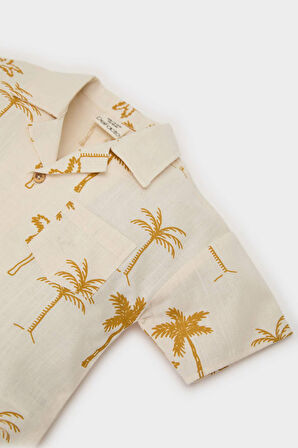 DeFacto Erkek Bebek 2'li Takım Tropikal Desenli Flamlı Poplin Kısa Kollu Gömlek Beli Lastikli Şort E8153A525SMER142