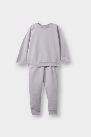 Kız Bebek 2'li Takım Basic Düz Sweatshirt Eşofman Altı