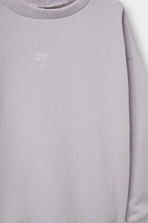 Kız Bebek 2'li Takım Basic Düz Sweatshirt Eşofman Altı