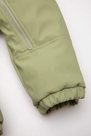 Erkek Bebek Su Geçirmez Kapüşonlu Fermuarlı Tulum Mont