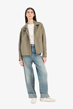 Su Geçirmez Relax Fit Pamuklu Fermuarlı Mont 