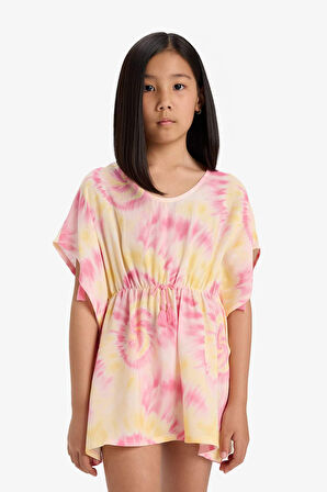 Kız Çocuk Batik Desenli Plaj Elbisesi