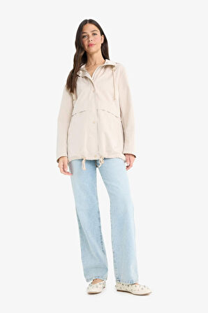  Su Geçirmez Regular Fit Kapüşonlu Fermuarlı Yağmurluk