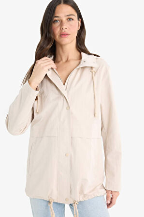  Su Geçirmez Regular Fit Kapüşonlu Fermuarlı Yağmurluk