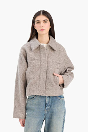 Regular Fit Polo Yaka Kaşe Mont