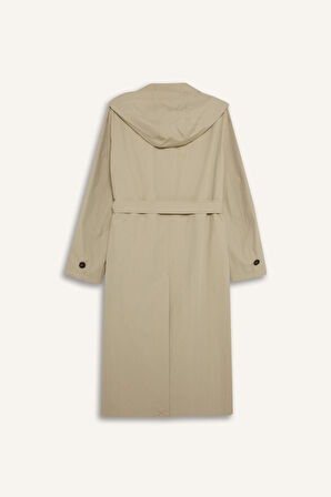 Regular Fit Çıkarılabilir Kapüşonlu Kemerli Trençkot 