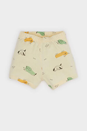 Erkek Bebek Pijama Takımı Desenli Kısa Kollu Penye Üst Beli Lastikli Şort