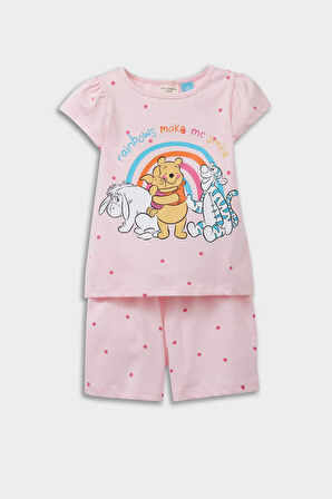 Kız Bebek Disney Winnie The Pooh Pijama Takımı Kısa Kollu Penye Üst Beli Lastikli Şort