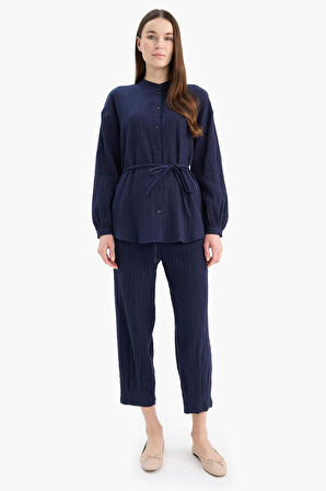 	Basic Düz Cepli Müslin Harem Pantolon
