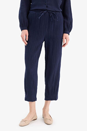 	Basic Düz Cepli Müslin Harem Pantolon