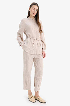 	Basic Düz Cepli Müslin Harem Pantolon