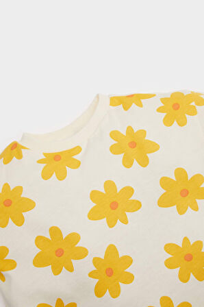 DeFacto Kız Bebek 2'li Takım Desenli Kısa Kollu Tişört Beli Lastikli Şort E8432A525SMER233