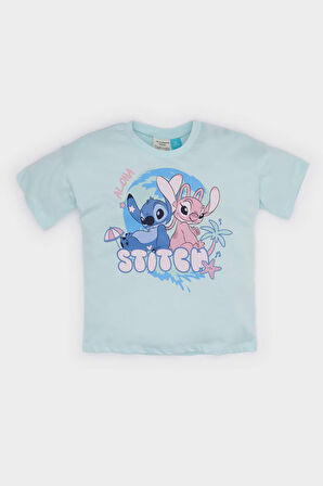 DeFacto Kız Bebek Disney Lilo & Stitch Bisiklet Yaka Kısa Kollu Tişört E7120A525SMBE495