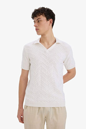 %100 Pamuk Standart Fit Polo Yaka Kısa Kollu Triko Tişört