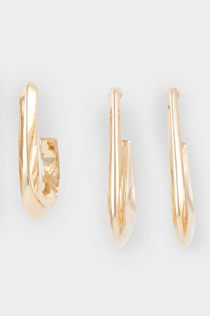 Kadın 3'lü Gold Küpe