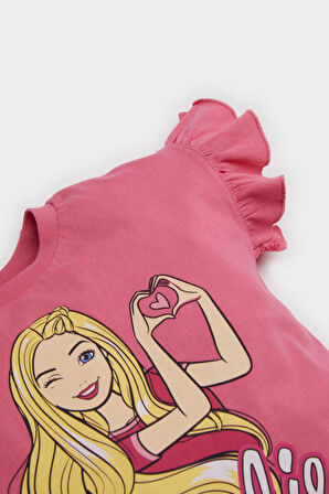 DeFacto Kız Bebek Barbie 2'li Takım Kısa Kollu Tişört Beli Lastikli Şort E9128A525SMPN280