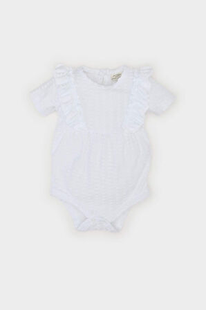 DeFacto Kız Bebek Yenidoğan Bisiklet Yaka Kısa Kollu Çıtçıtlı Body C8811A525SMWT79