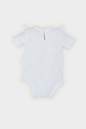 DeFacto Kız Bebek Yenidoğan Bisiklet Yaka Kısa Kollu Çıtçıtlı Body C8811A525SMWT79