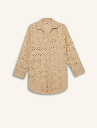 DeFacto 	Regular Fit Pamuklu Brode Plaj Gömleği-Fall in Love C0506AX25SMBG387