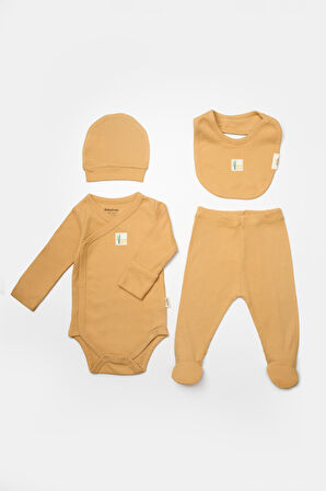 Bebek 4'lü Uzun Kollu Set, %50 Bambu %50 Organic Pamuk, Bebek - Yenidoğan - CSYB9009