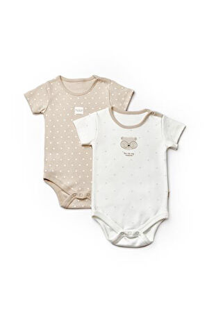 Bebek 2li Kısa Kollu Badi %100 Organik Pamuk, Bebek ve Yenidoğan Serisi - CSY8101