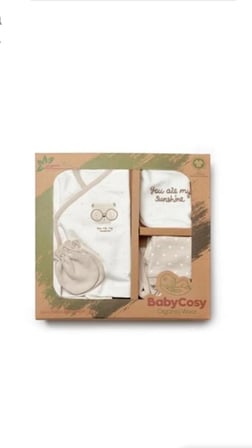 BabyCosy Organik Hastane Çıkışı 5li Ekru - Vizon BabyCosy Organik Hastane Çıkışı 5li Ekru - Vizon