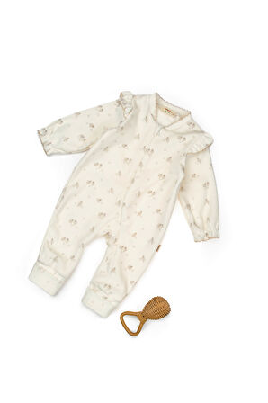 Bebek Uzun Kollu Kadife Tulum %100 Organik Pamuk - Yenidoğan - Csy8033