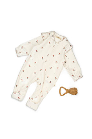Bebek Uzun Kollu Kadife Tulum %100 Organik Pamuk - Yenidoğan - Csy6058