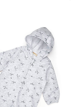 Bebek Uzun Kollu Şapkalı Tulum %100 Organik Pamuk - Yenidoğan - Csy8033