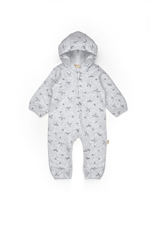 Bebek Uzun Kollu Şapkalı Tulum %100 Organik Pamuk - Yenidoğan - Csy8033