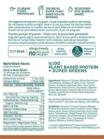 Plantero Çikolatalı Protein Isolate Blend ™ Supergreens Mix Vitamins