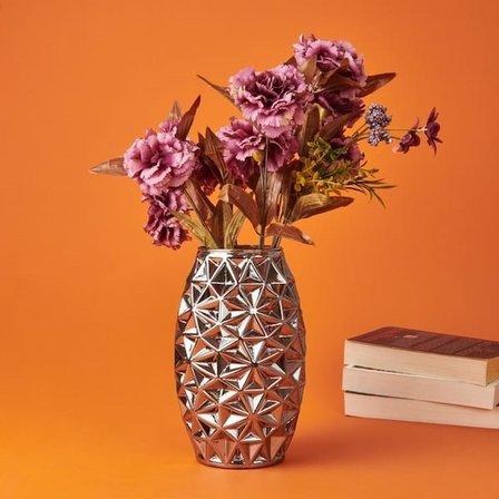 Evidea Deco Safir Vazo - Gümüş - 26 cm