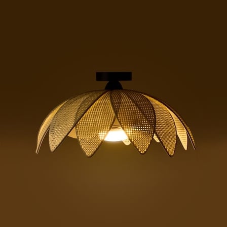 Nisa Luce Safir Çift Kat Rattan Vantilatör Avize - Krem