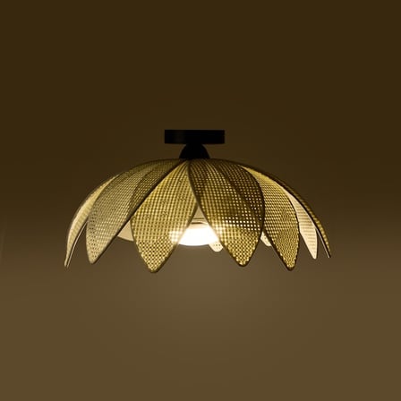 Nisa Luce Safir Çift Kat Rattan Vantilatör Avize - Krem