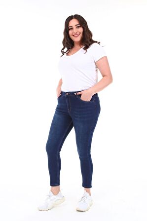 CEDY DENIM Kadın Yüksek Bel Skinny Fit Jeans Büyük Beden Kot PantolonC597