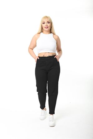 CEDY DENIM Kadın Büyük Beden Pileli Mom Jean Pantolon C600