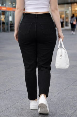 CEDY DENIM Kadın Büyük Beden Pileli Mom Jean Pantolon C600