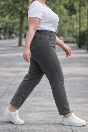 CEDY DENIM Kadın Büyük Beden Pileli Mom Jean Pantolon C600