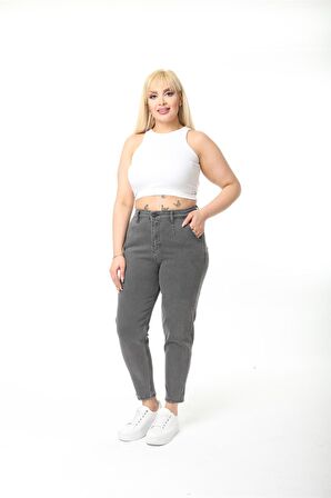 CEDY DENIM Kadın Büyük Beden Pileli Mom Jean Pantolon C600