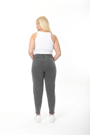 CEDY DENIM Kadın Büyük Beden Pileli Mom Jean Pantolon C600