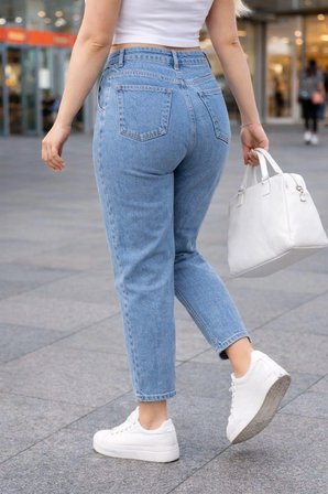 CEDY DENIM Kadın Büyük Beden Pileli Mom Jean Pantolon C600