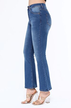 CEDY DENIM Kadın İspanyol Paça Yüksek Bel Kot Pantolon Skinny Fit Jean - C605