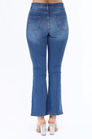 CEDY DENIM Kadın İspanyol Paça Yüksek Bel Kot Pantolon Skinny Fit Jean - C605