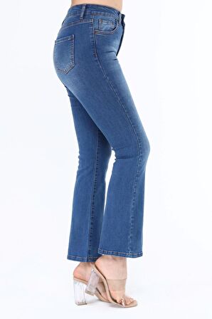 CEDY DENIM Kadın İspanyol Paça Yüksek Bel Kot Pantolon Skinny Fit Jean - C605