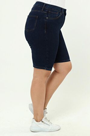 CEDY DENİM KADIN BÜYÜK BEDEN YÜKSEK BEL LİKRALI SLİMFİT JEANS ŞORT-C606