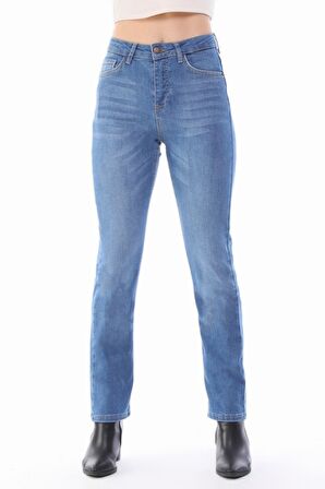Kadın Boru Paça Yüksek Bel Regular Fit Likralı Pantolon